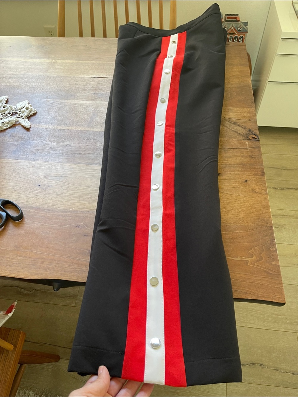 Women’s Black Skirt with Red & White Stripe Detailing